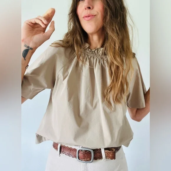 Cotton Ruffle Neck Blouse - Picture 2 of 4